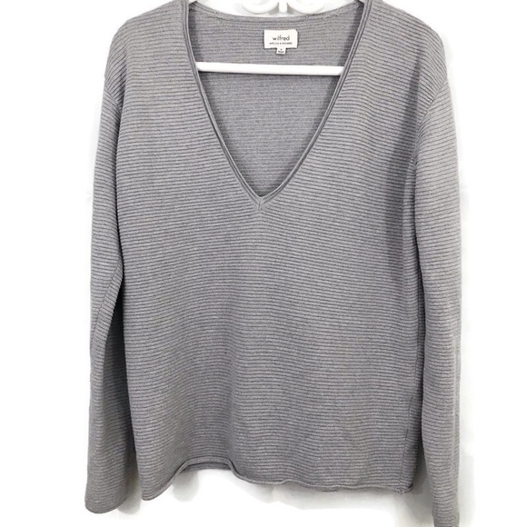 Wilfred Sweaters - Wilfred Ribbed V Neck Silk Cashmere Blend Sweater